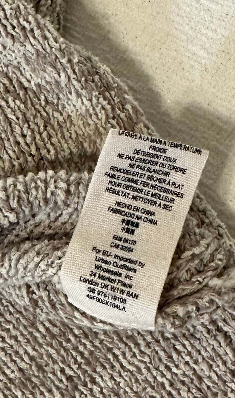 Free People Womens S Haiku Sweater Knit Crochet Trim Beige Ivory Boho - Picture 8 of 8